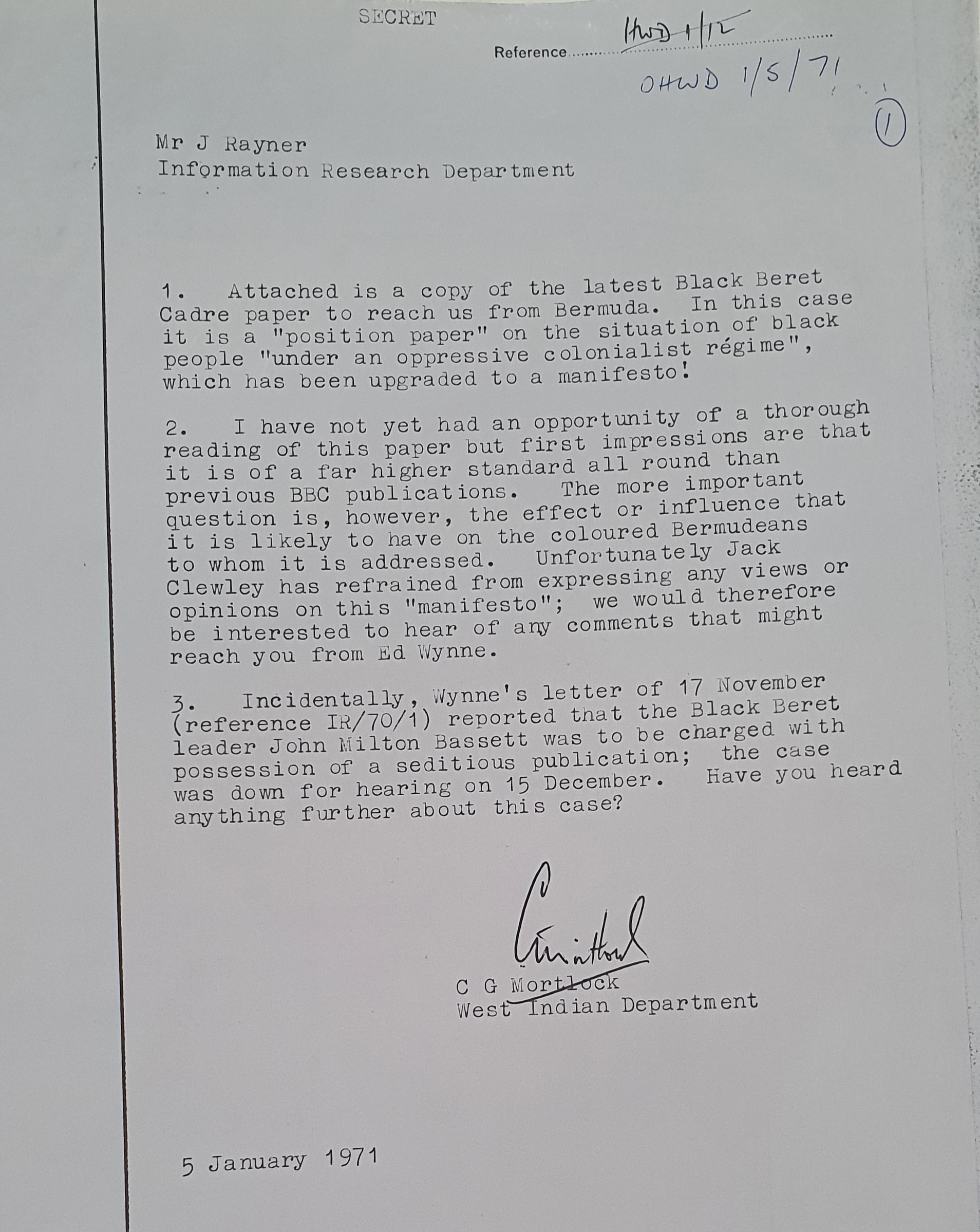 Information Research Department (IRD): Black Beret Cadre Manifesto